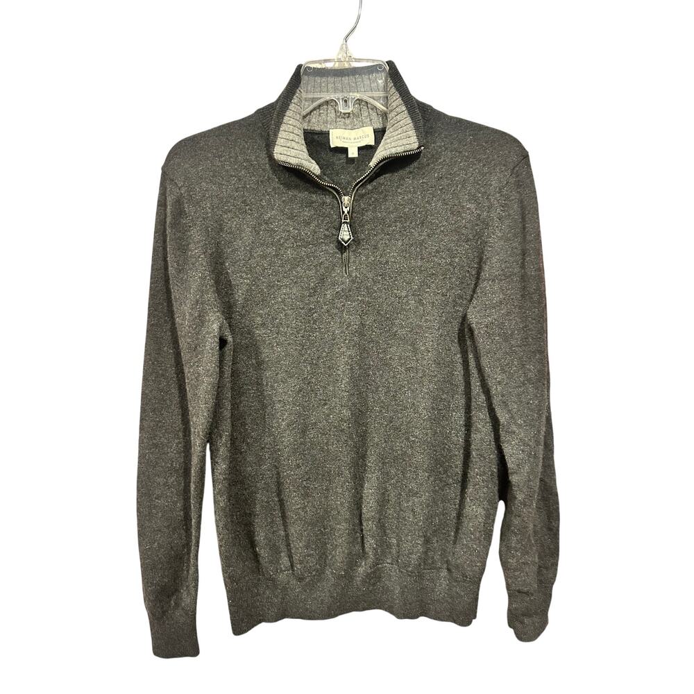 Neiman Marcus cashmere sweater Quarter zip gray men's size medium